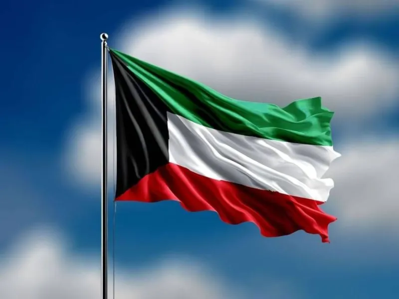 Kuwaiti firefighting teams responding to a blaze at a site struck during Iranian attacks on Kuwait.