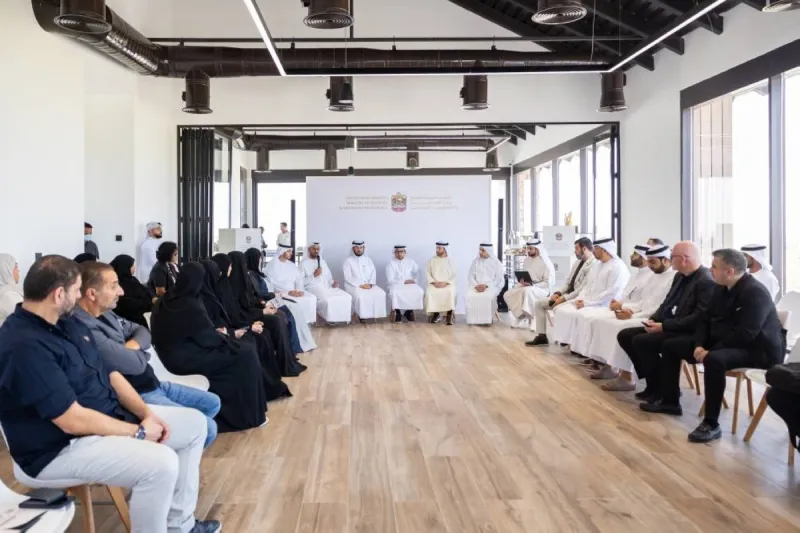 Participants at the Interactive Council for Food Industries Service Development at the Mleiha Wheat Farm in Sharjah, organised by the Ministry of Industry and Advanced Technology in cooperation with the Sharjah Agricultural and Livestock Production Corporation Iktifa.