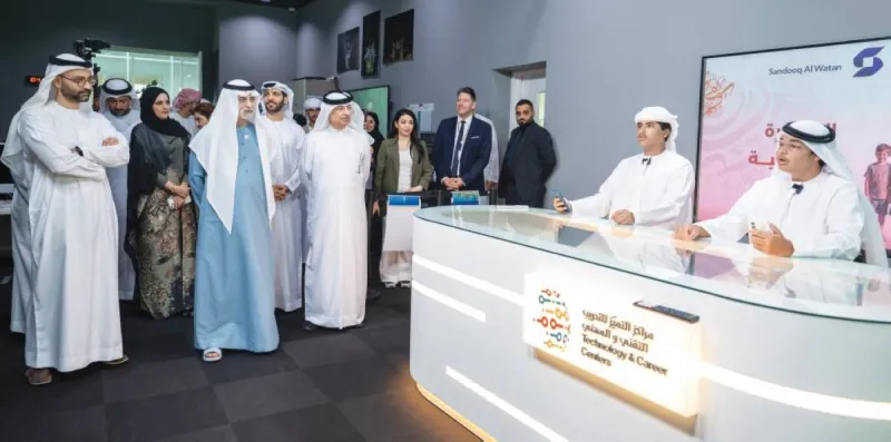 Sheikh Nahyan bin Mubarak Al Nahyan tours vocational and technical workshops at Emirates National Schools as part of the Watani Fund's fourth summer programmes.