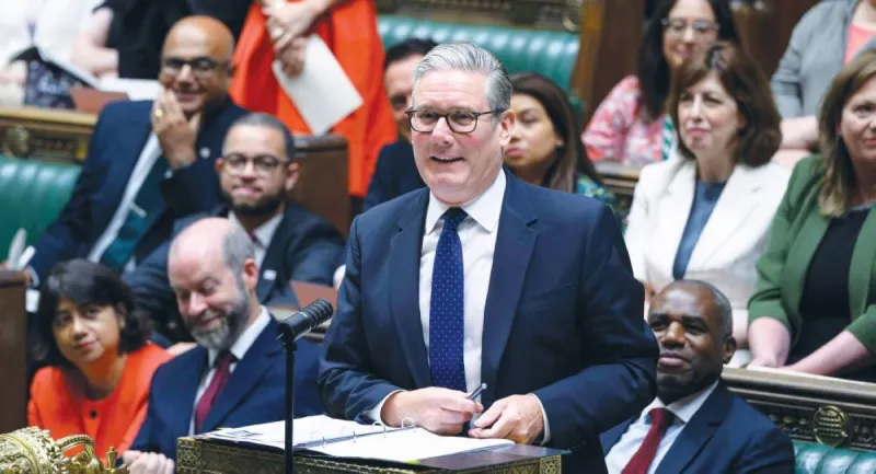 British Prime Minister Keir Starmer addressing the House of Commons during his final Prime Minister's Questions session.