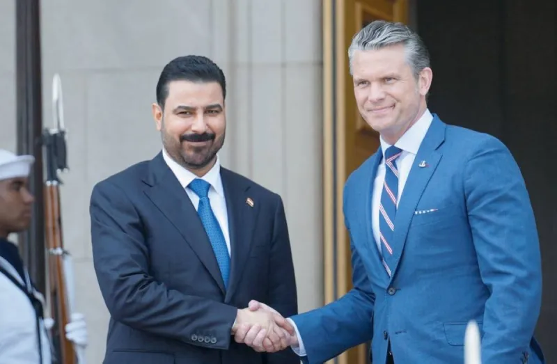 Iraqi Prime Minister meeting with US officials at the Pentagon in Washington during a diplomatic visit focused on bilateral security and military relations.