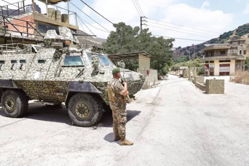 Israeli military positions constructed along the security zone in southern Lebanon amid ongoing tensions over troop withdrawal.